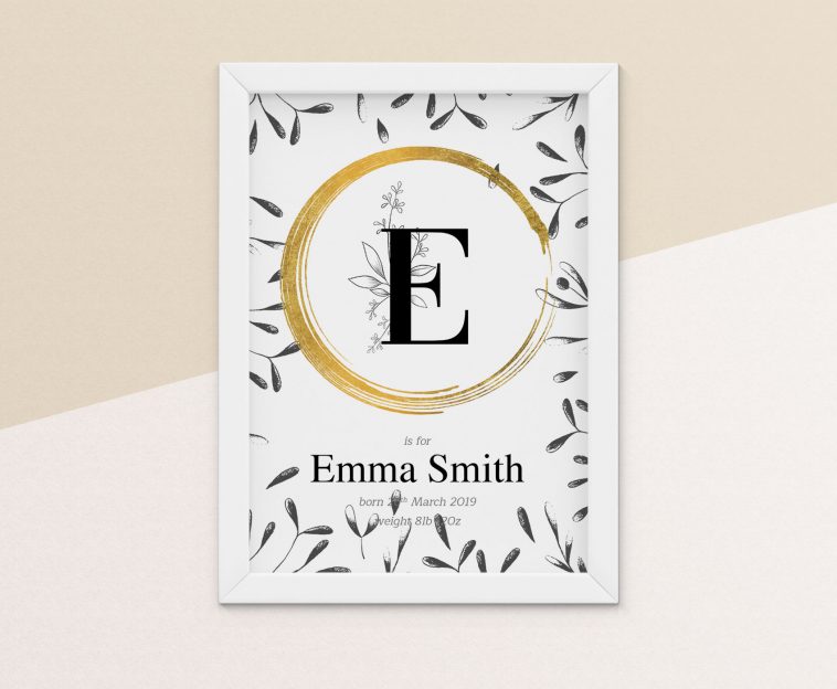 Free black and white nursery Monogram sign