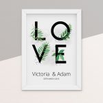 Tropical 'LOVE' Print personalised name prints frame